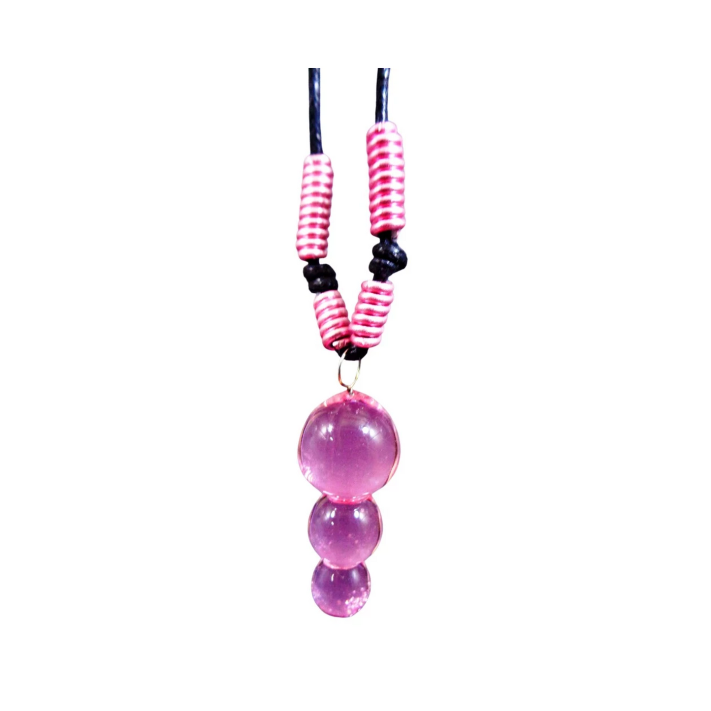 3 Ball Glass Pendant with Alum Wire Accent Necklace