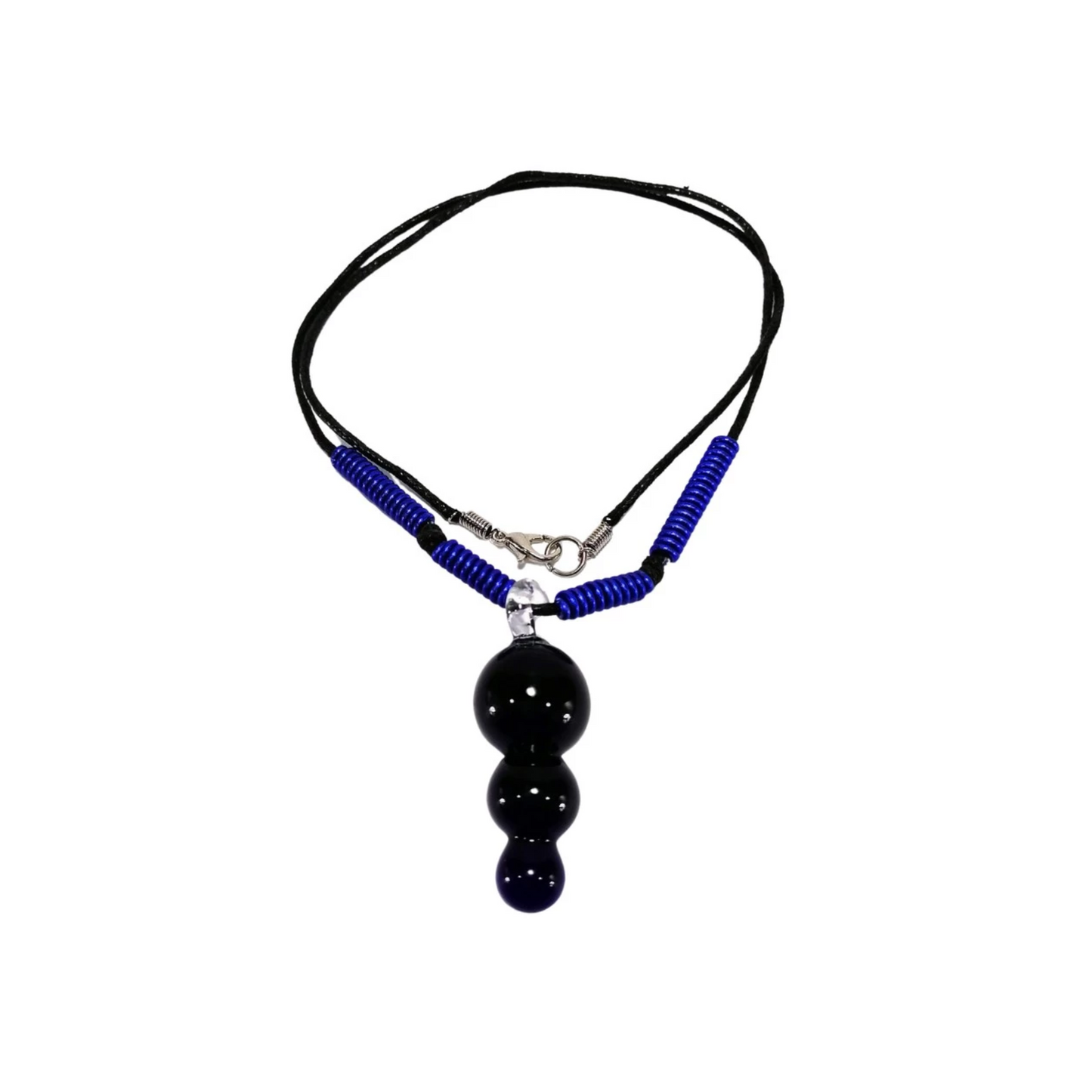 3 Ball Glass Pendant with Alum Wire Accent Necklace