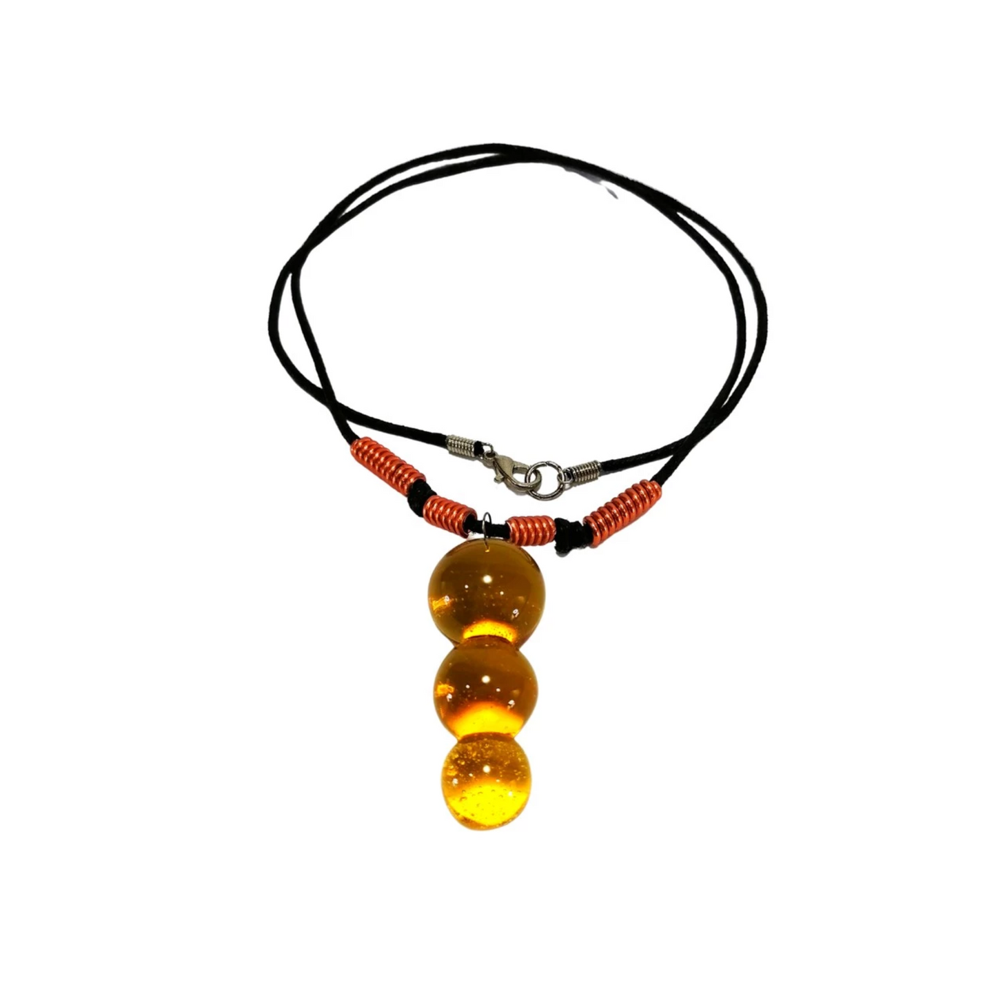 3 Ball Glass Pendant with Alum Wire Accent Necklace