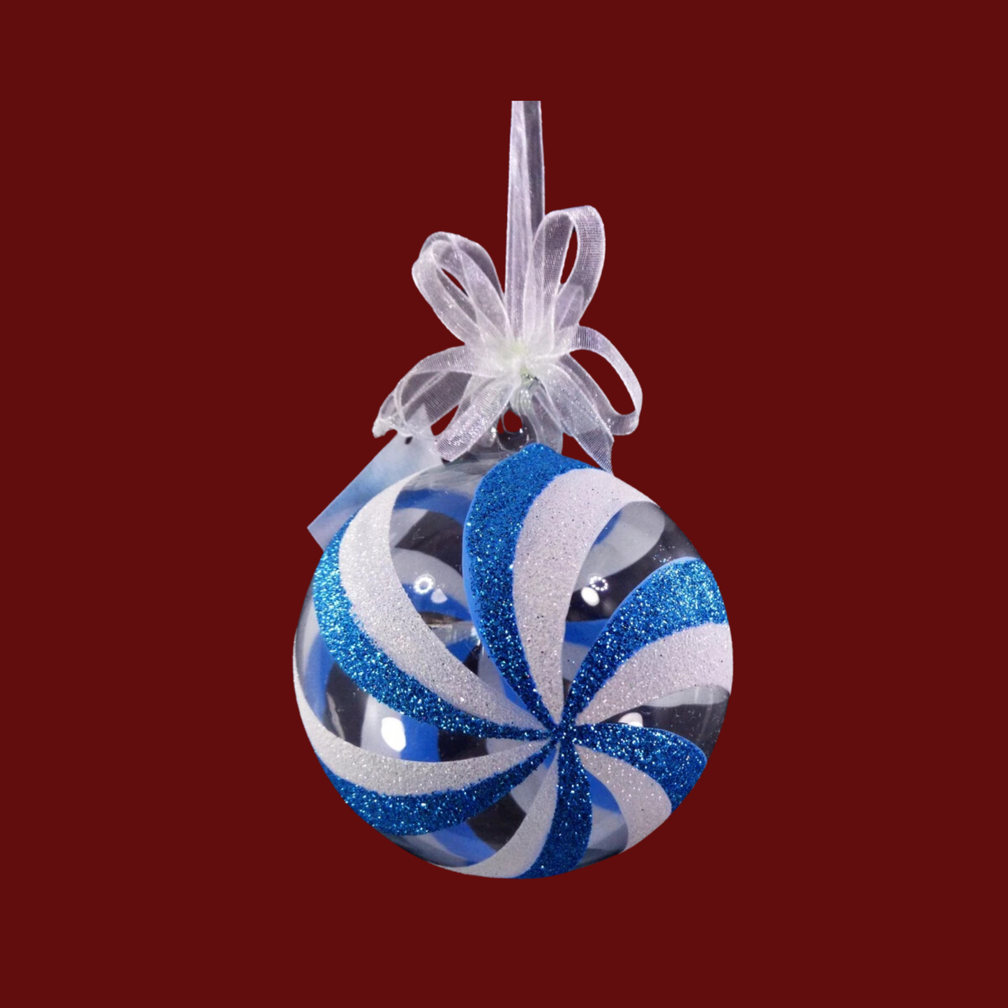 Blue and White Glitter Ornaments by Liman Glass