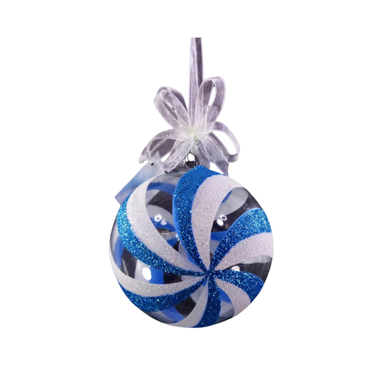 Blue and White Glitter Ornaments by Liman Glass