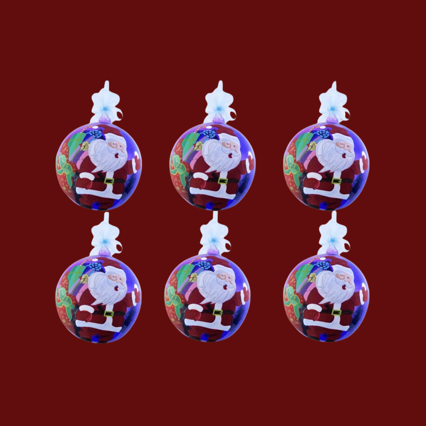 Blue Santa Christmas Ornaments by Liman Glass 