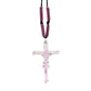 Pink Glass Crucifix Pendant Necklace