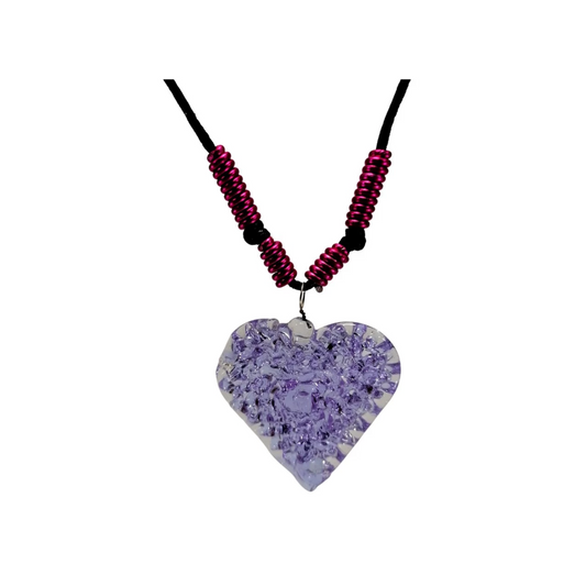 Crochet Heart Straight Glass Pendant