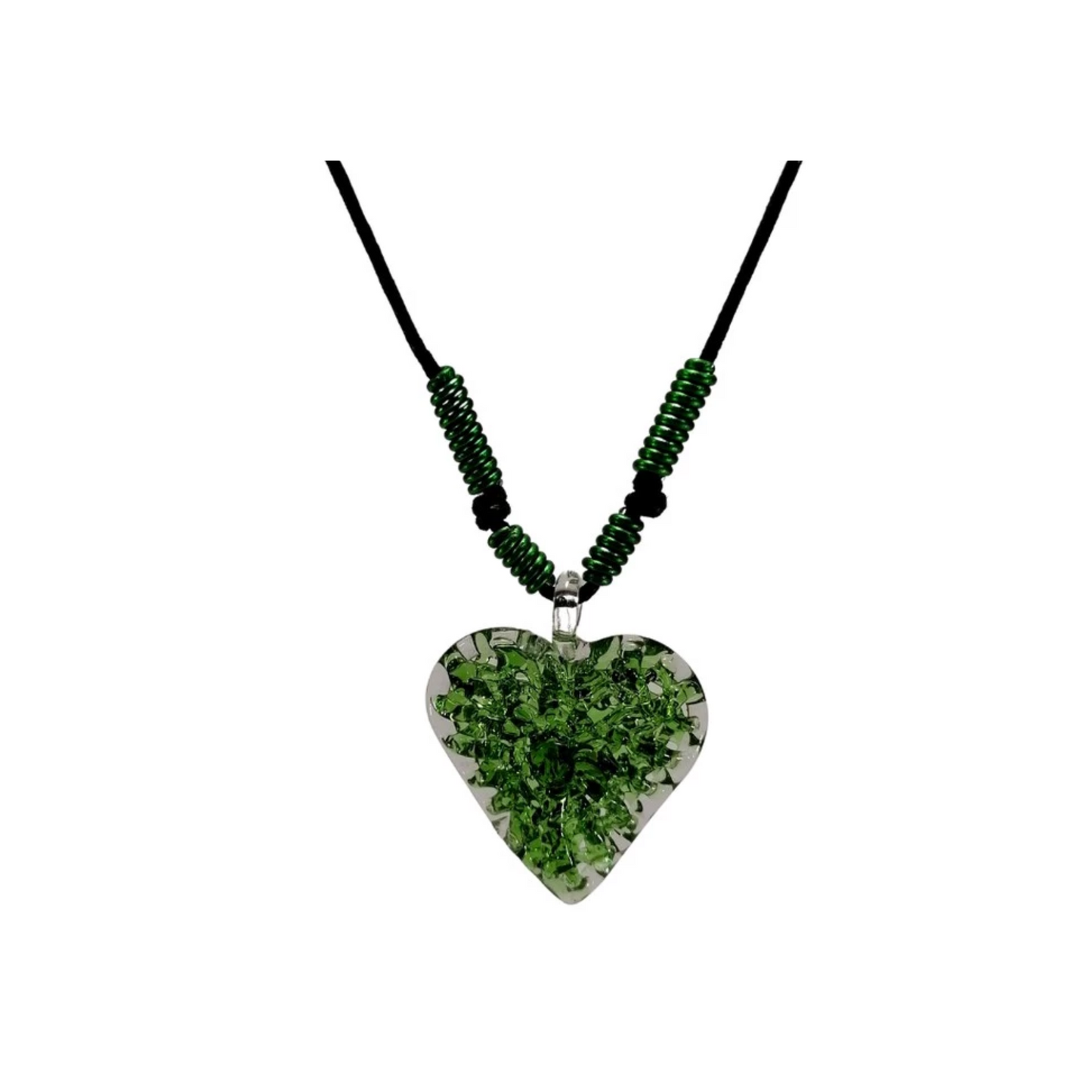 Crochet Heart Straight Glass Pendant