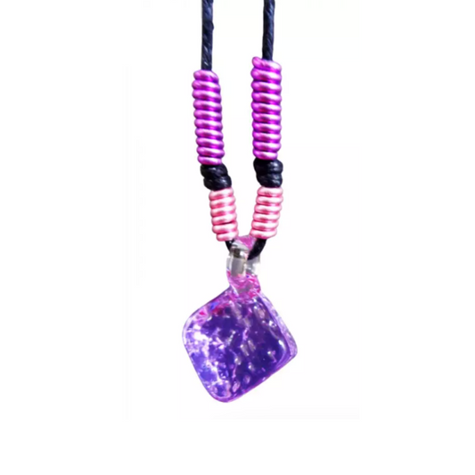 Dice Glass Pendant and Alum Wire Accent Necklace by Liman Glass Lavender