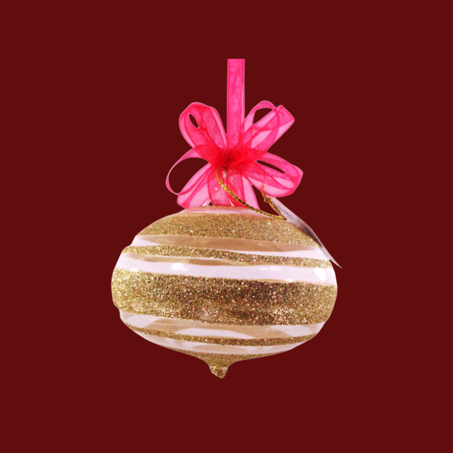 Gold Glitter Strip Christmas Ornaments by Liman Glass