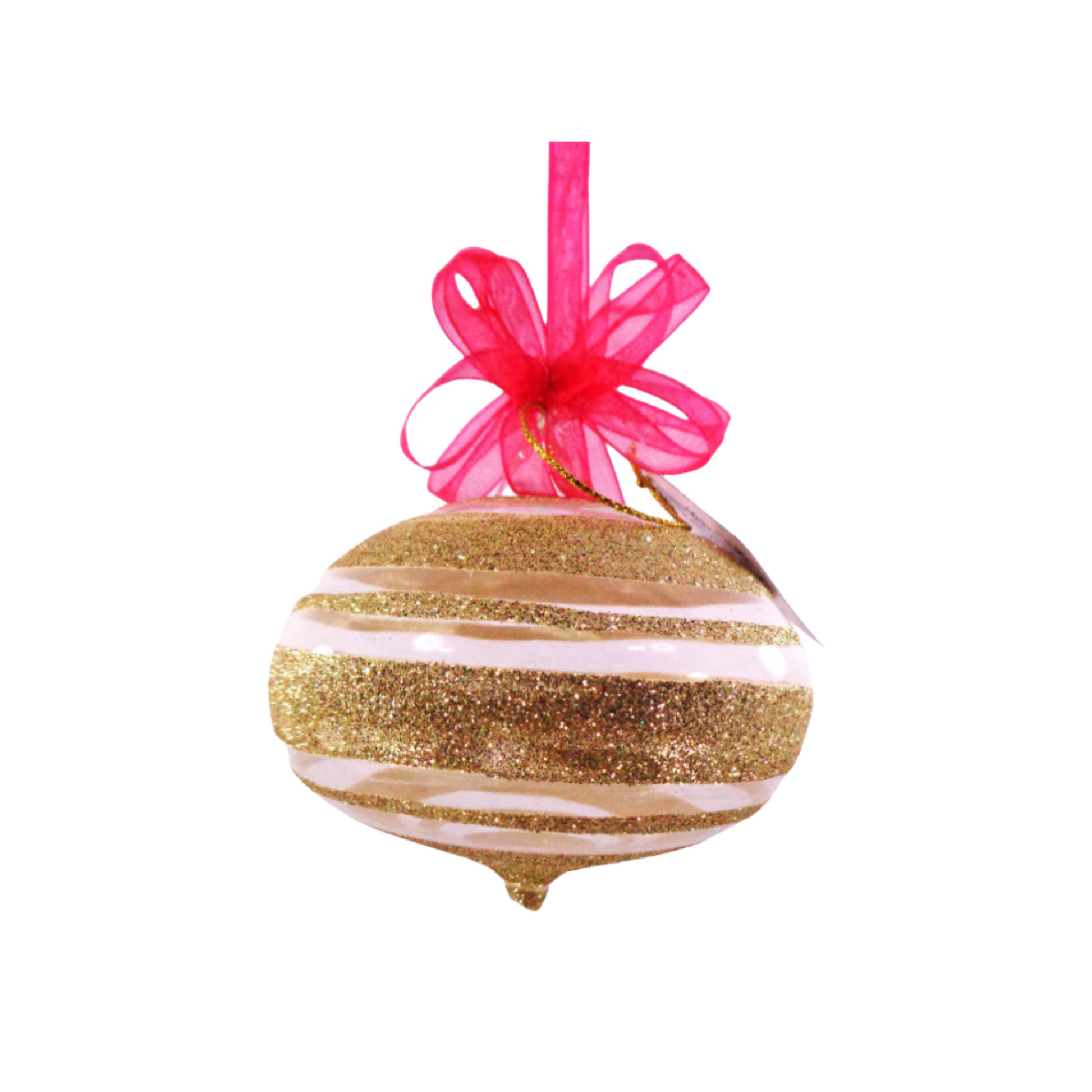 Gold Glitter Strip Christmas Ornaments by Liman Glass