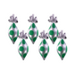 Set of 6pc Handpainted Glass Christmas Tree Ornaments (Silver & Green Polka Dots)