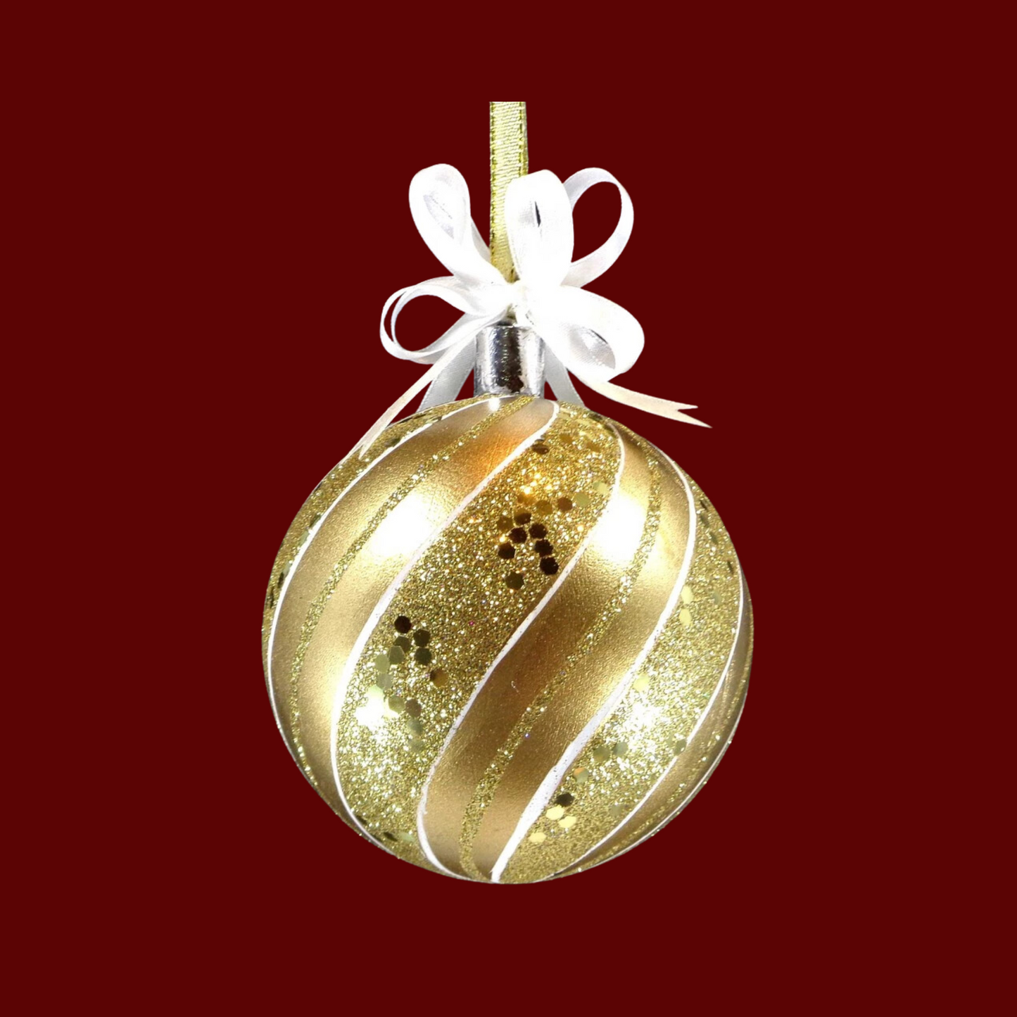 Plastic Christmas Ornaments with Glitter (Gold, 6 pieces)