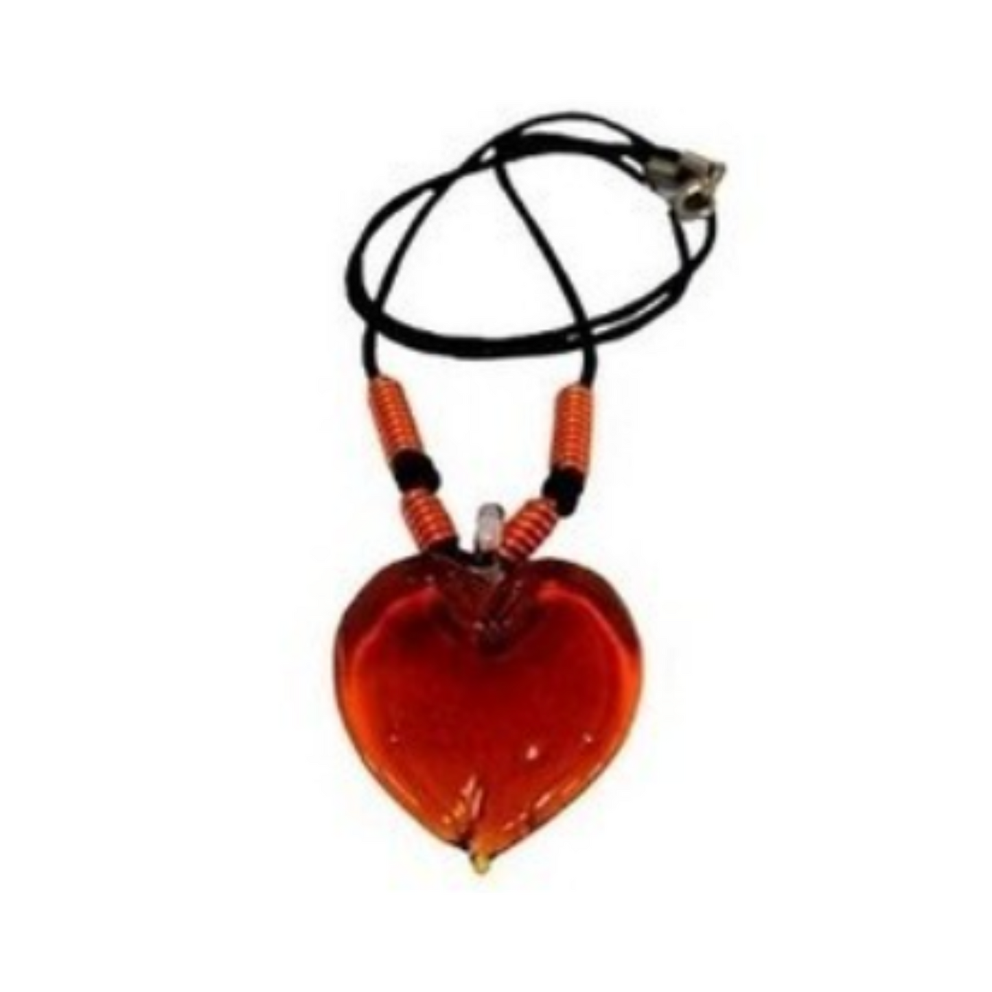 KakamPink Glass Heart Pendant Necklace