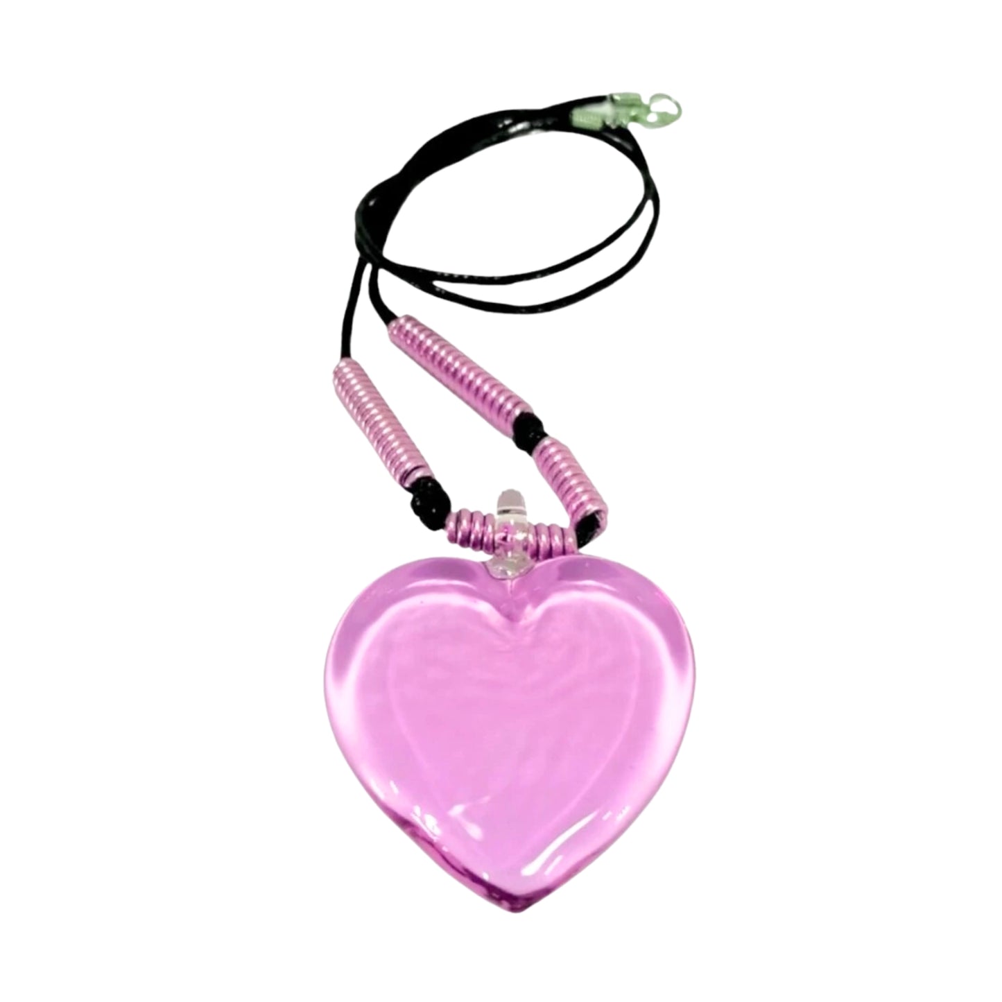 KakamPink Glass Heart Pendant Necklace