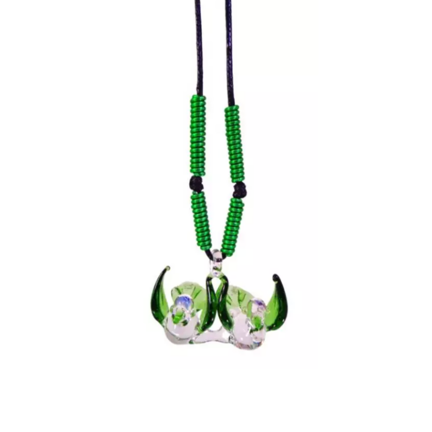 Love Birds Glass Pendant Couple Necklace by Liman Glass Green