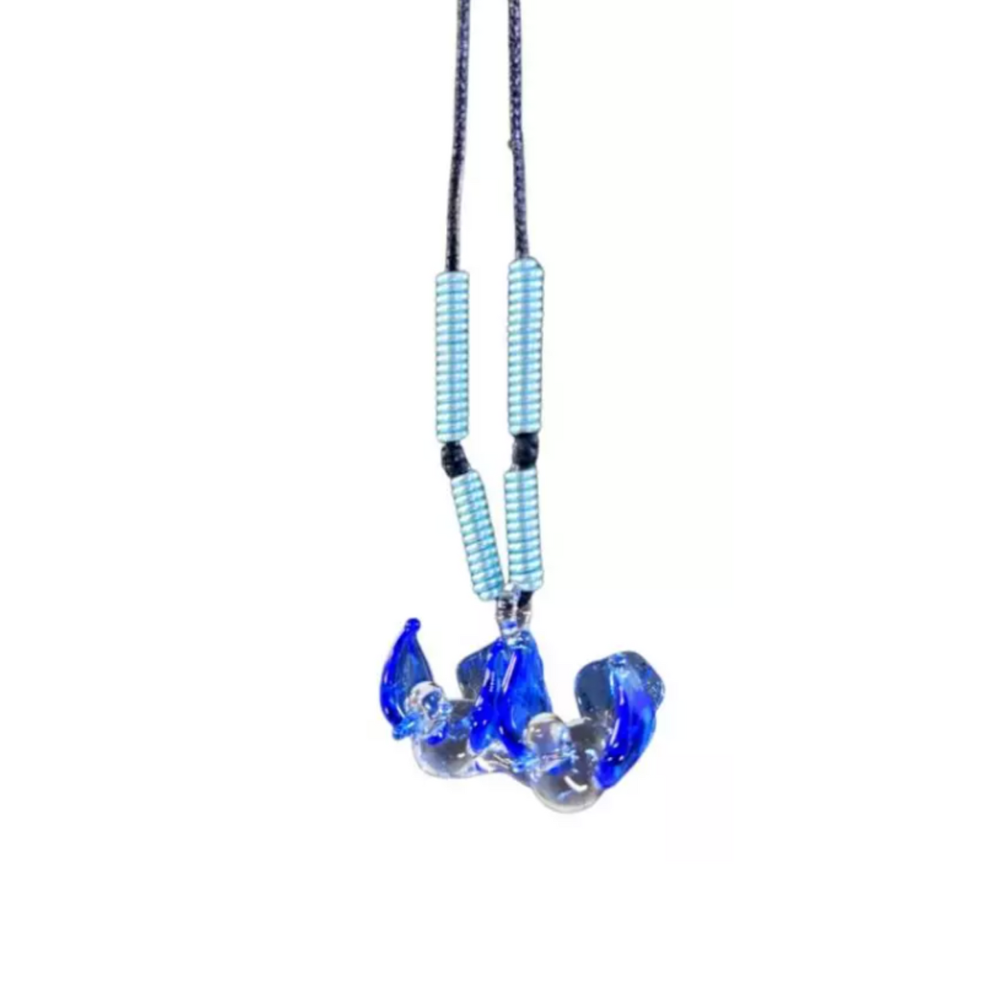 Love Birds Glass Pendant Couple Necklace by Liman Glass Light Blue