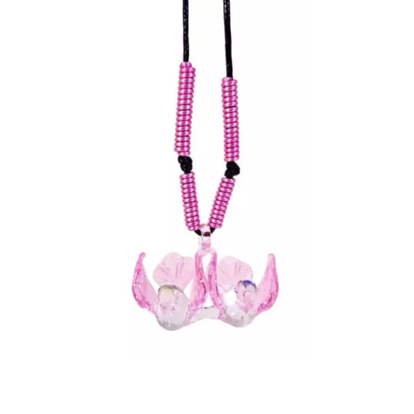 Love Birds Glass Pendant Couple Necklace by Liman Glass Pink