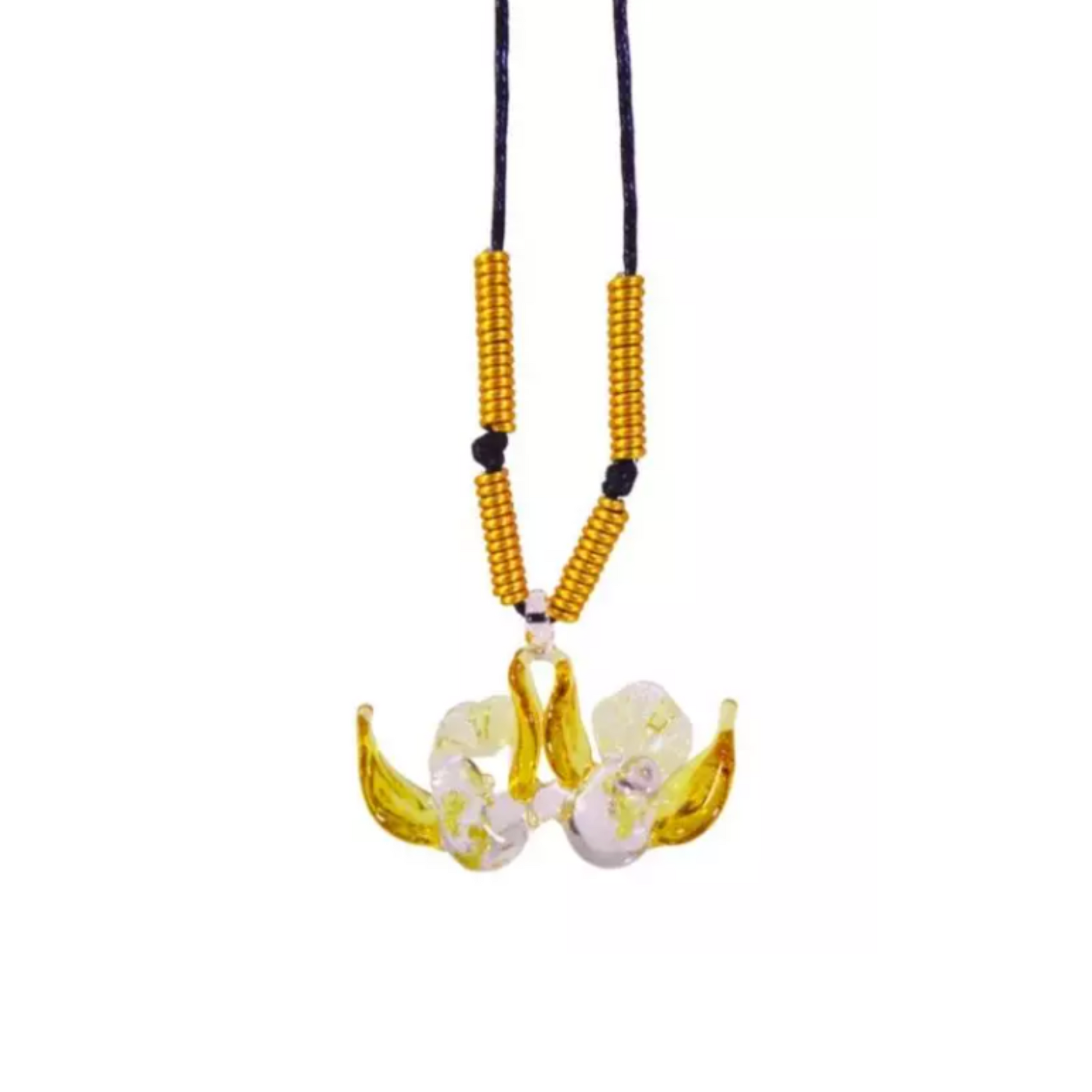 Love Birds Glass Pendant Couple Necklace by Liman Glass Yellow