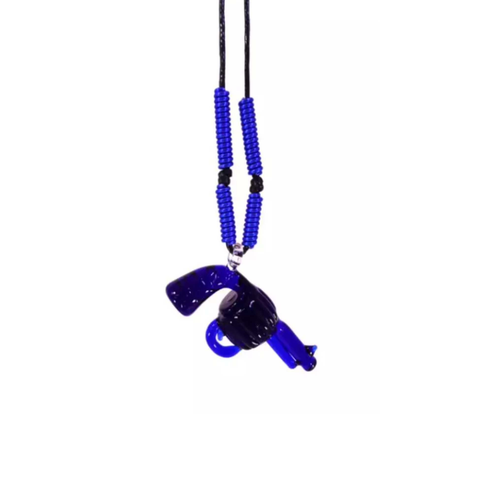 Pistol Gun Glass Pendant Necklace by Liman Glass Dark Blue