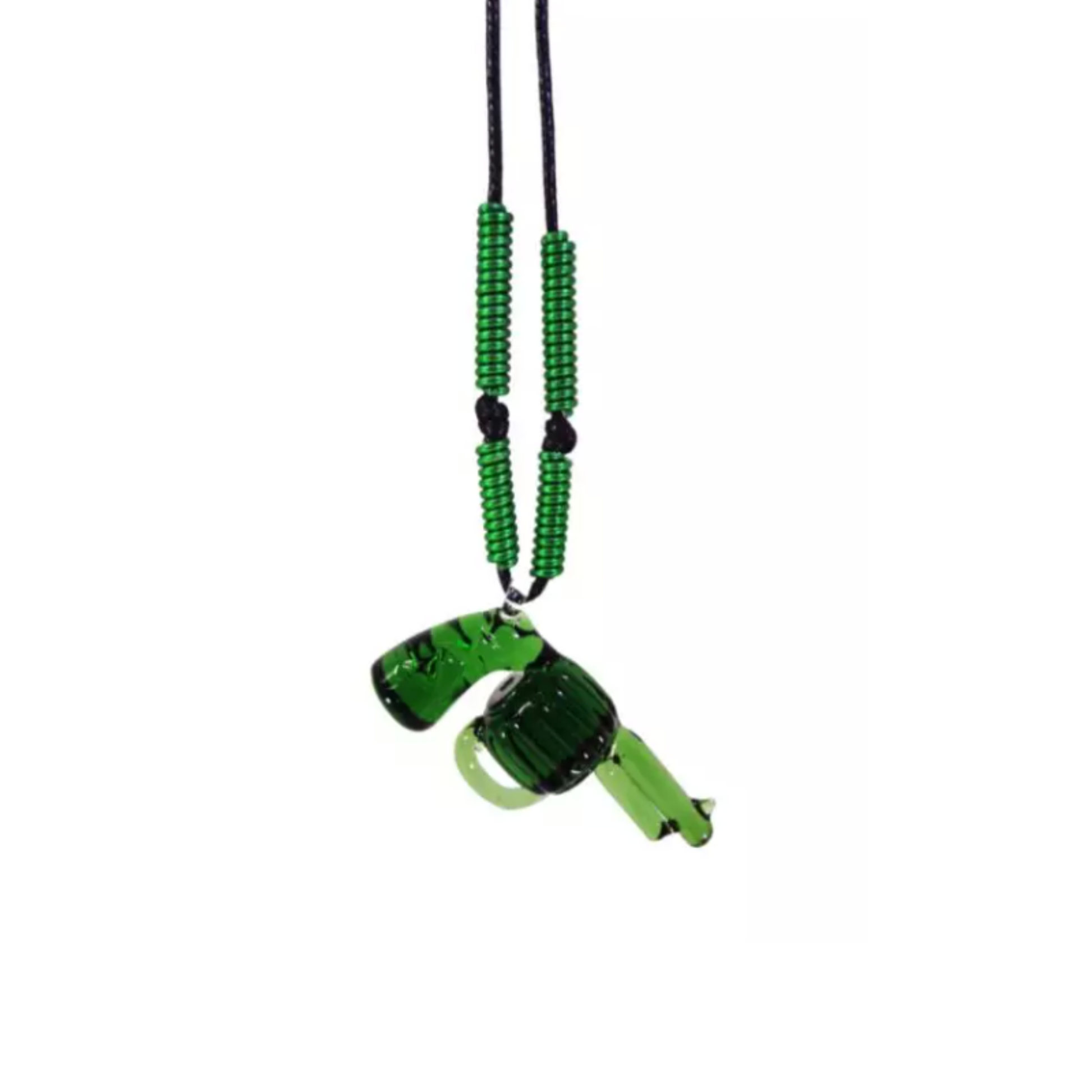 Pistol Gun Glass Pendant Necklace by Liman Glass Green