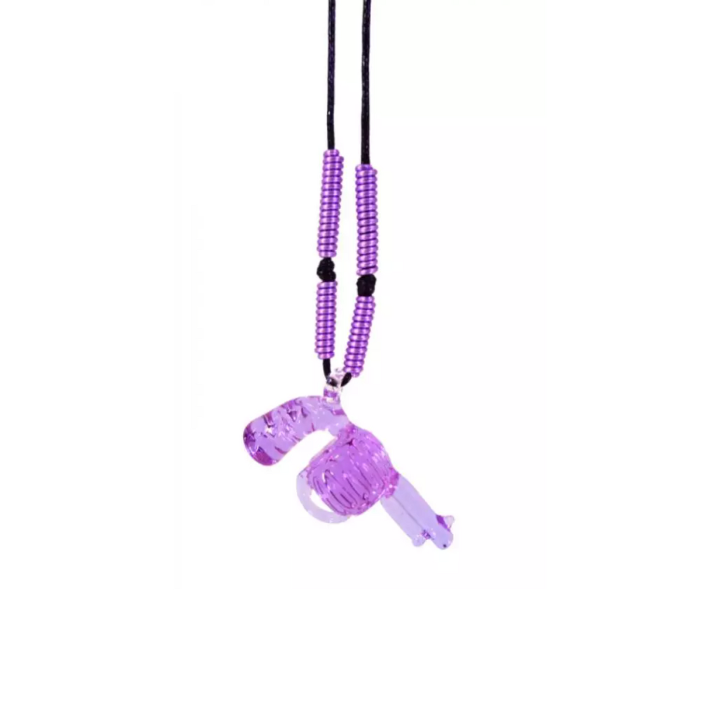 Pistol Gun Glass Pendant Necklace by Liman Glass Lavender