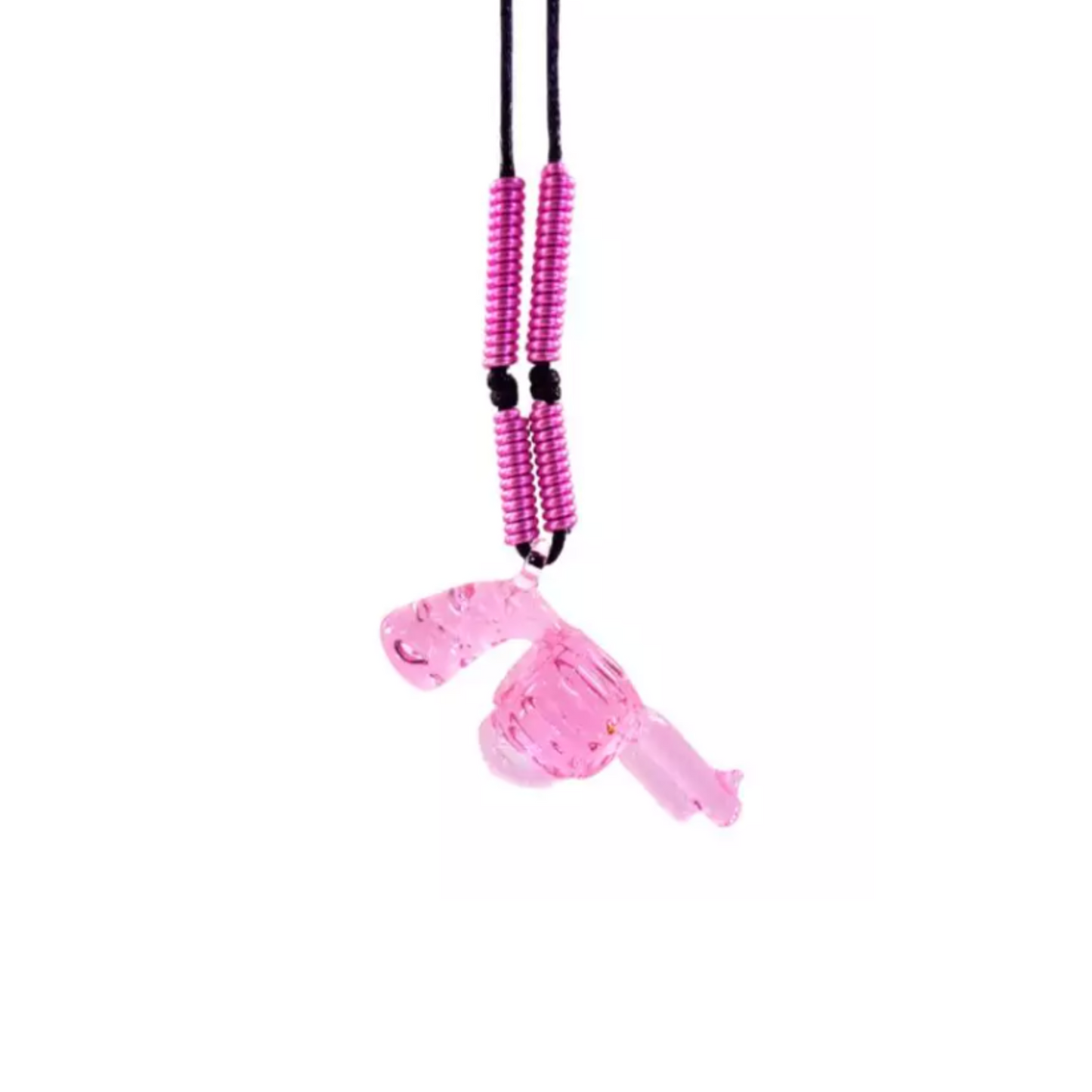 Pistol Gun Glass Pendant Necklace by Liman Glass Pink