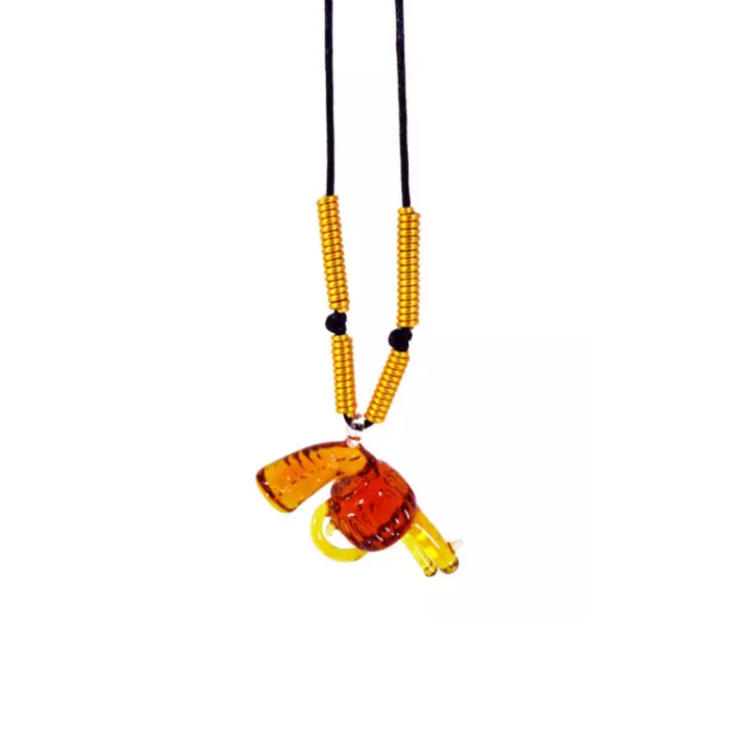 Pistol Gun Glass Pendant Necklace by Liman Glass Yellow