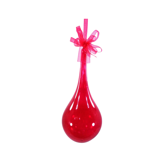 Set of 6pc Colored Glass Christmas Ornaments (Red Drop)