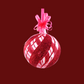 Set of 6pc Glitter Glass Christmas Ornaments (Red Swirl, Circle)