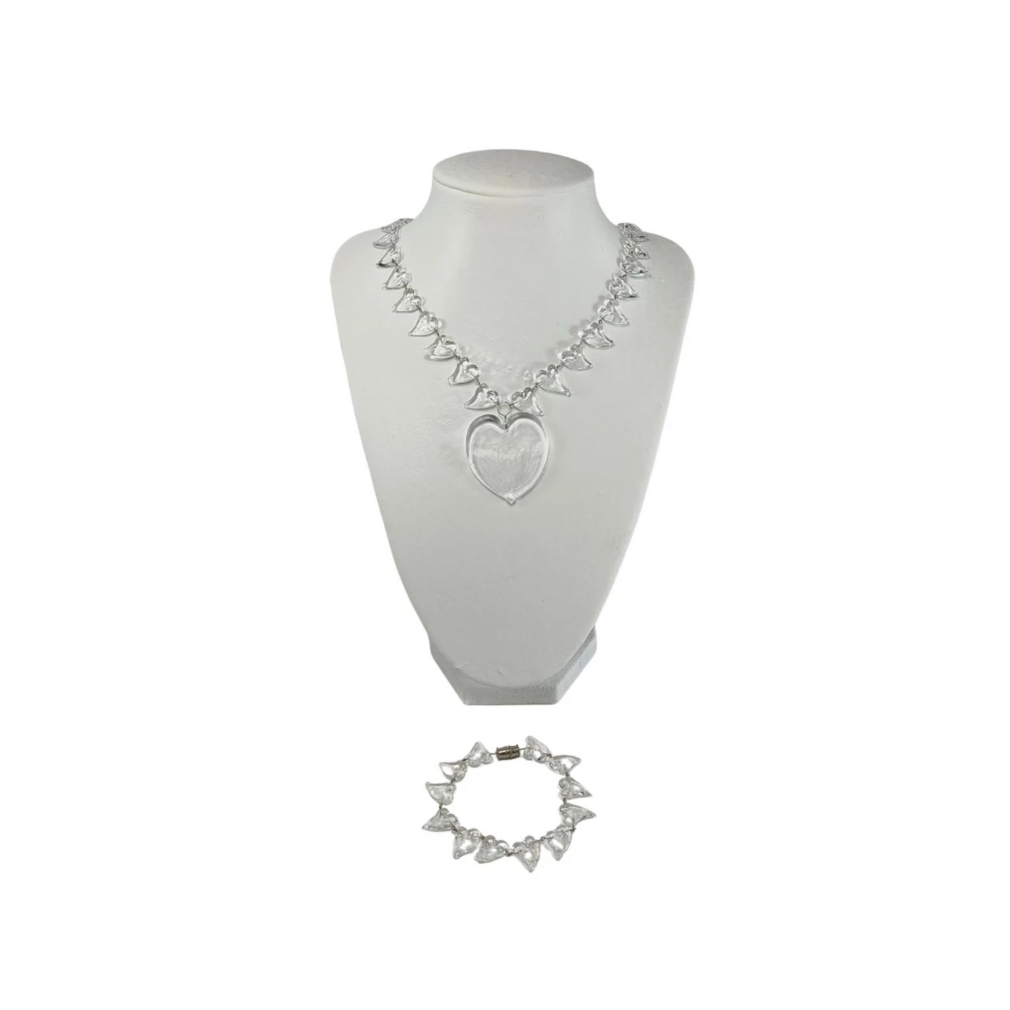 Heart Pendant Necklace and Bracelet Set