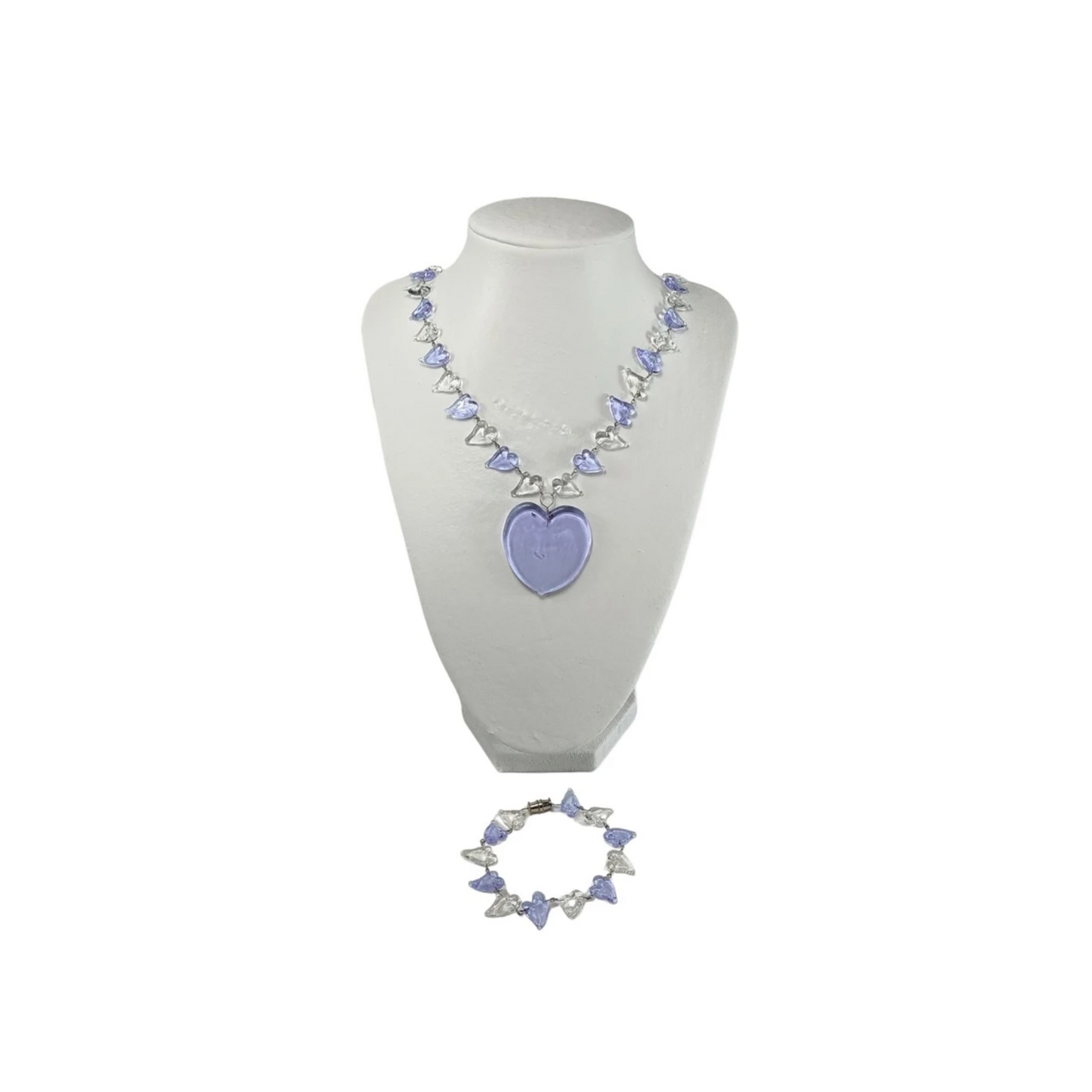 Heart Pendant Necklace and Bracelet Set