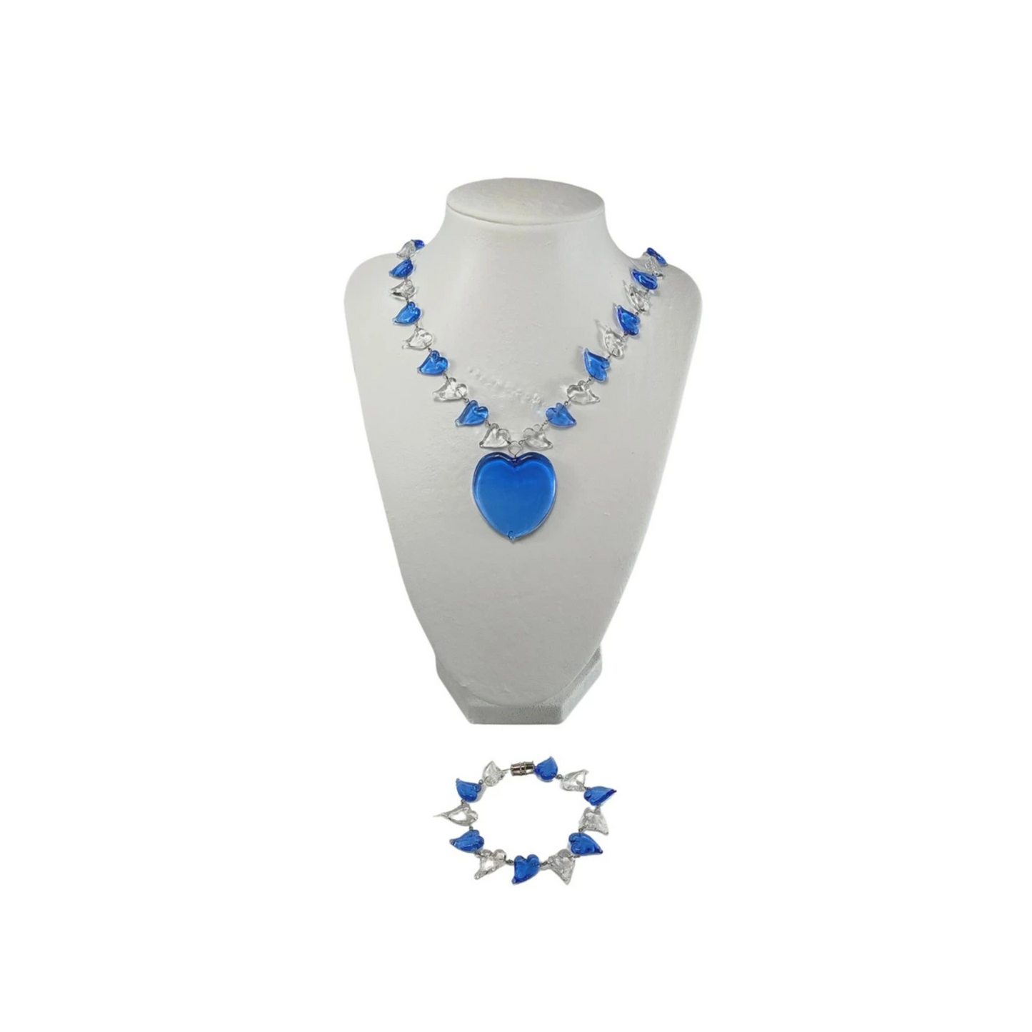 Heart Pendant Necklace and Bracelet Set