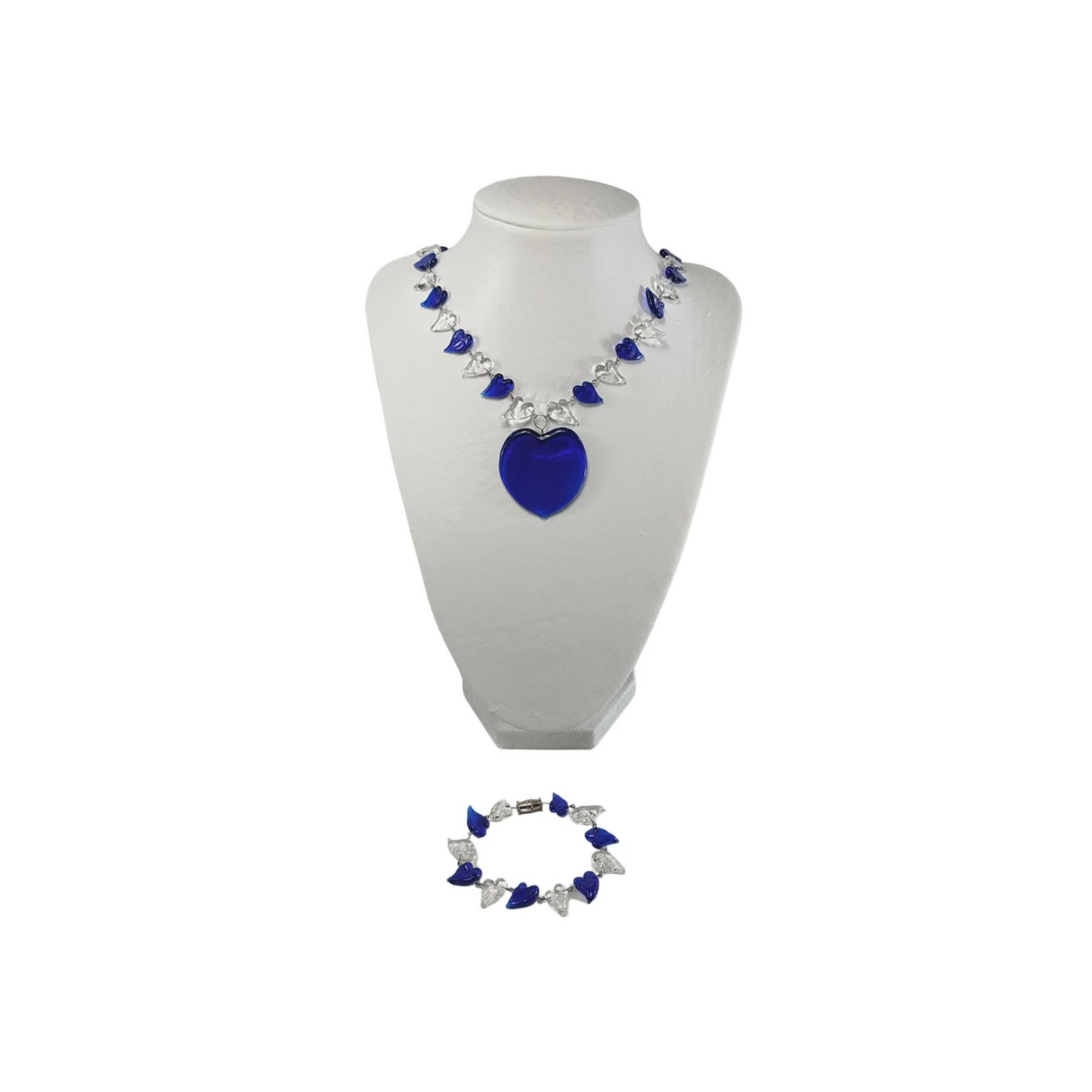 Heart Pendant Necklace and Bracelet Set