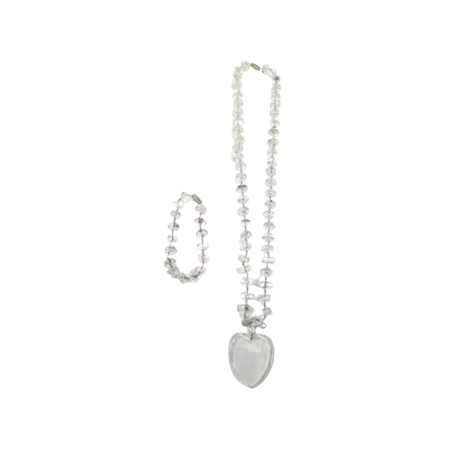 Solid Heart Oblong Pendant Set by Liman Glass Clear