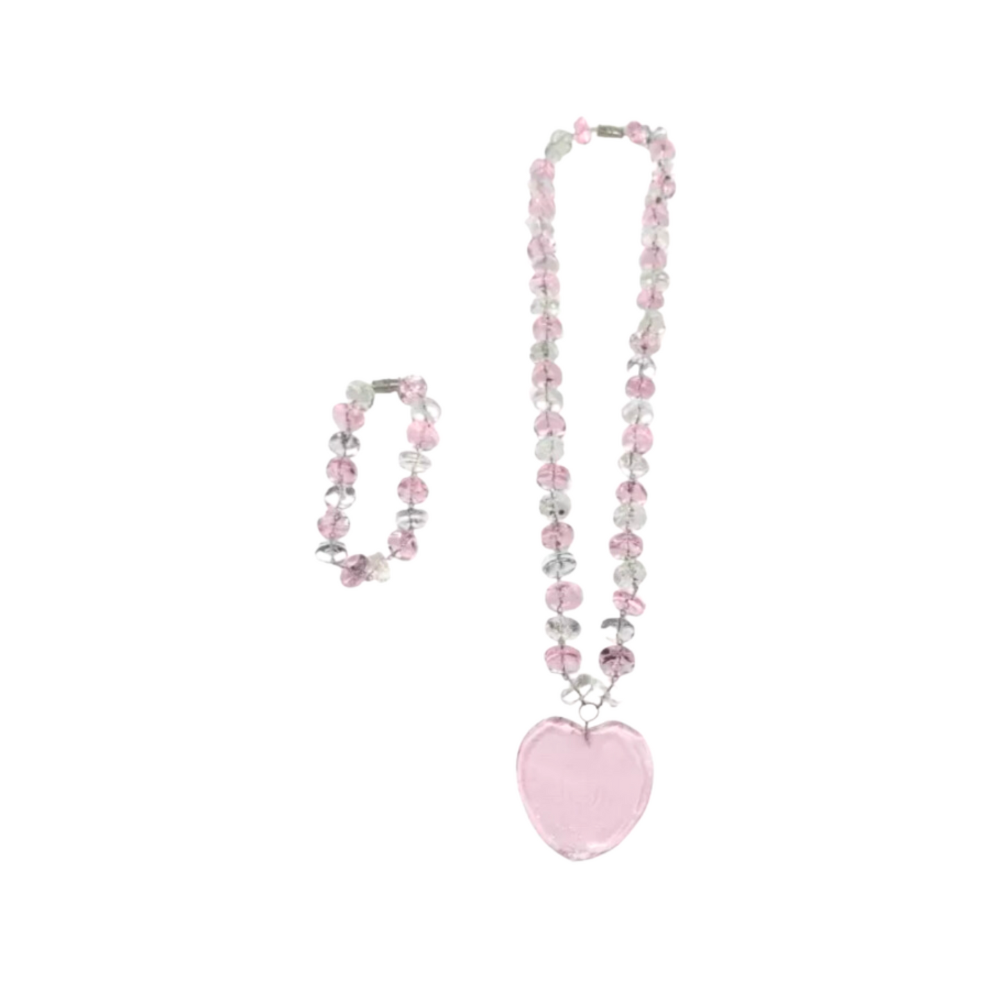 Solid Heart Oblong Pendant Set by Liman Glass Pink