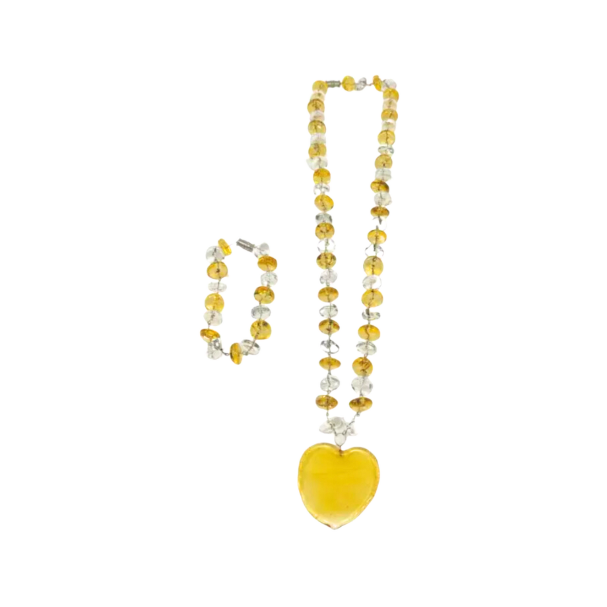 Solid Heart Oblong Pendant Set by Liman Glass Yellow