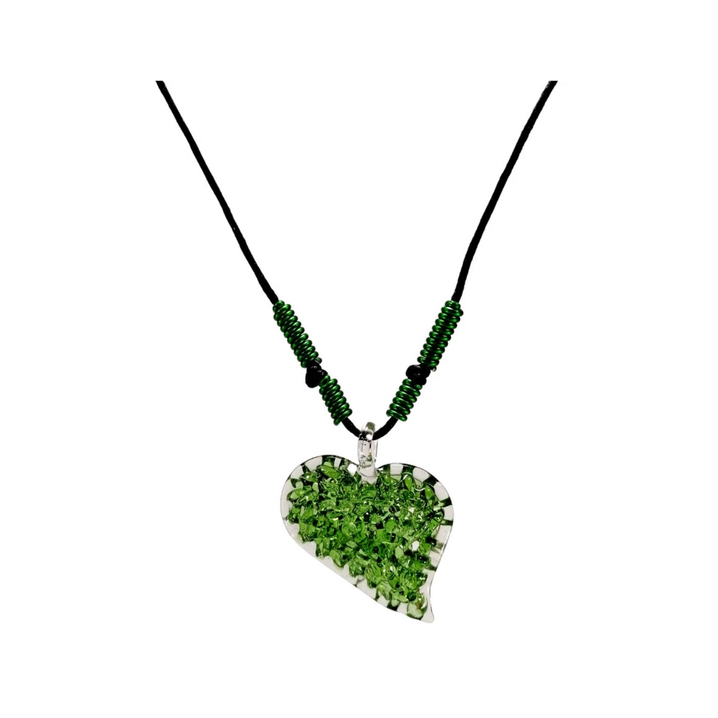 Heart Slanted Crochet Pendant Couple Necklace