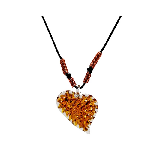 Heart Slanted Crochet Pendant Couple Necklace