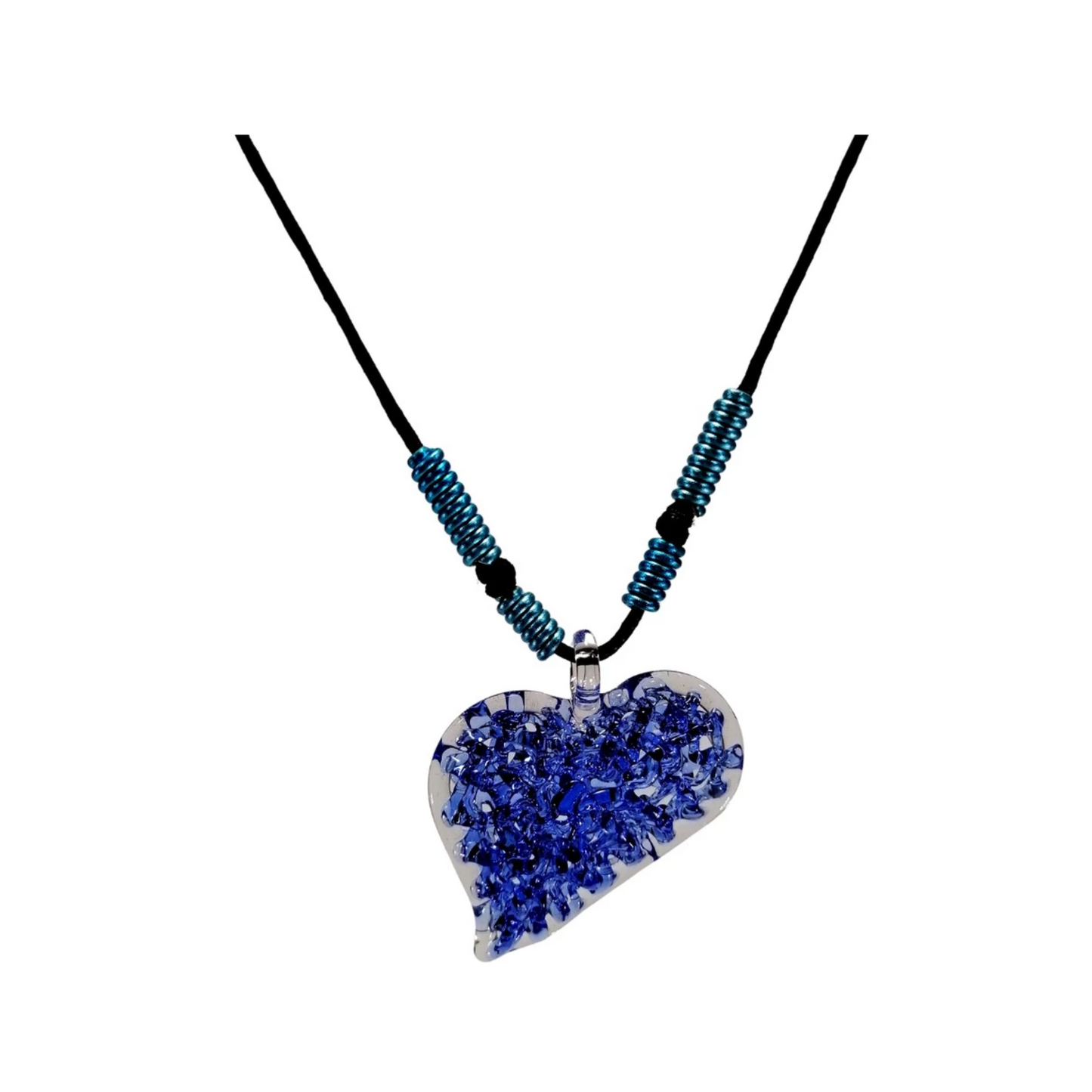 Heart Slanted Crochet Pendant Couple Necklace