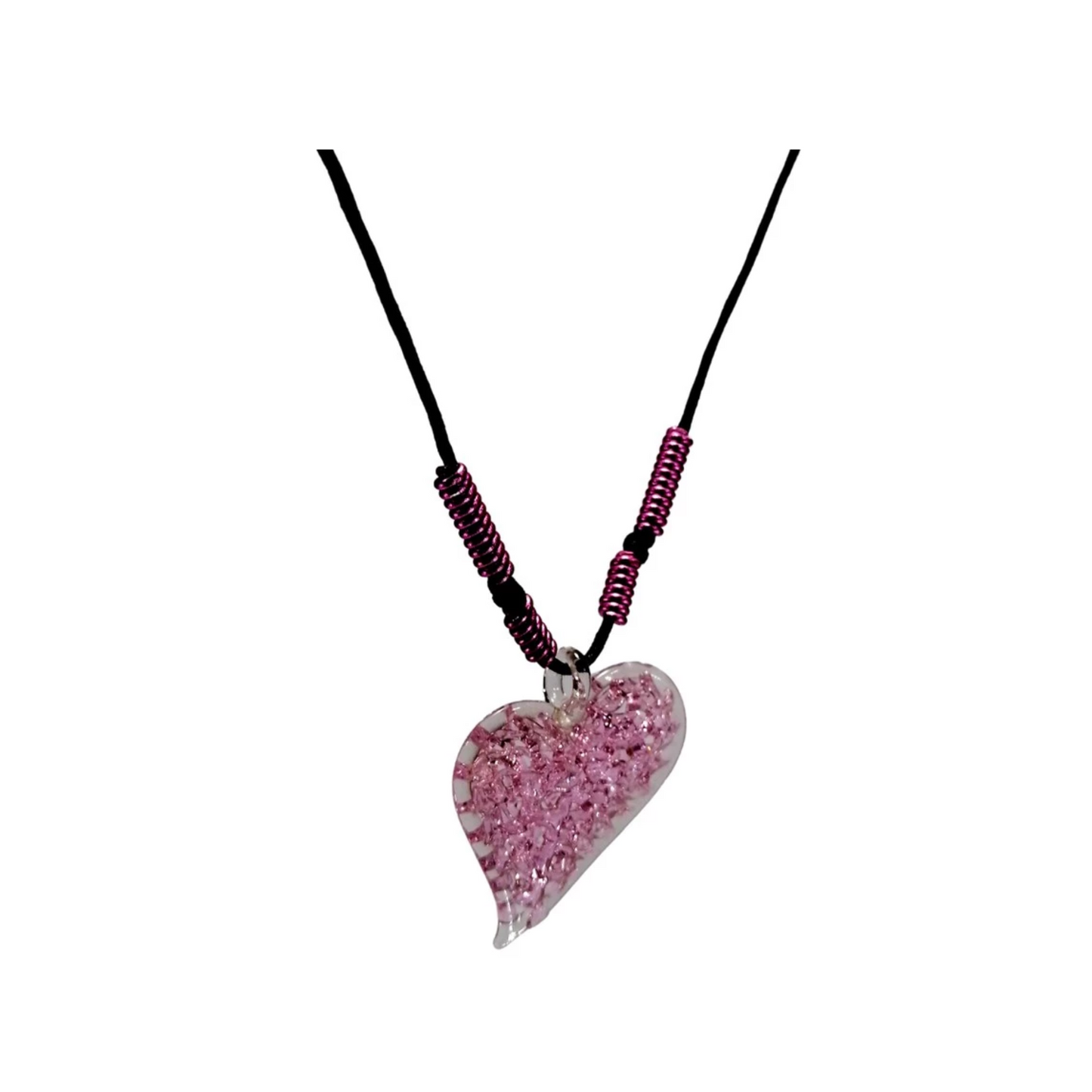 Heart Slanted Crochet Pendant Couple Necklace