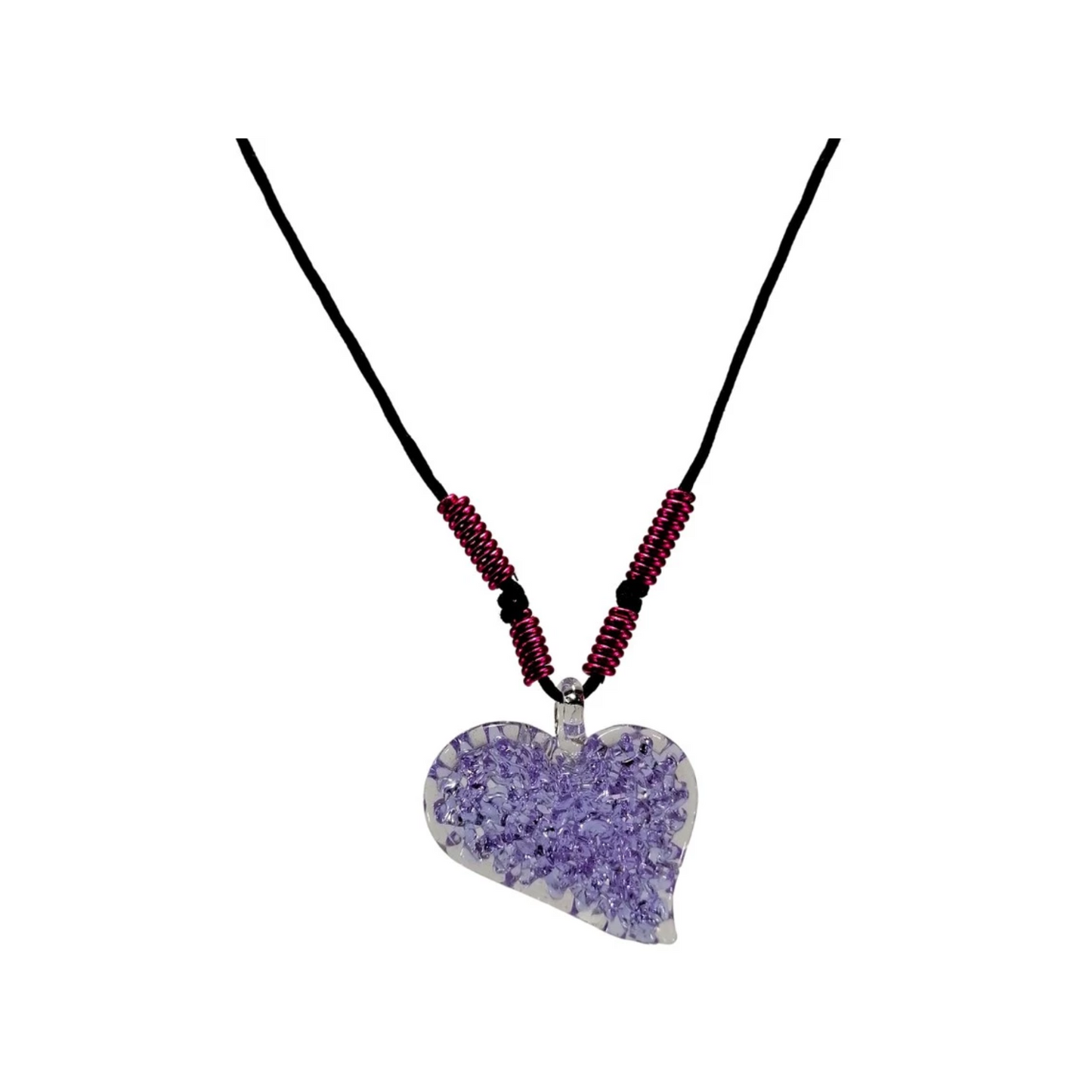 Heart Slanted Crochet Pendant Couple Necklace