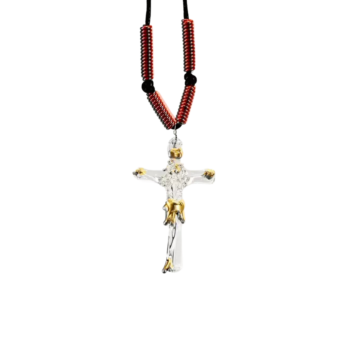 Unisex Cross Pendant Necklace by Liman Glass Gold