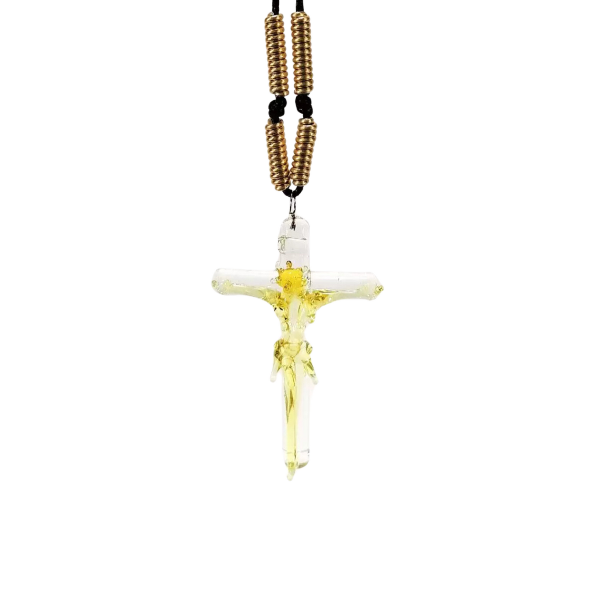 Unisex Cross Pendant Necklace by Liman Glass Yellow