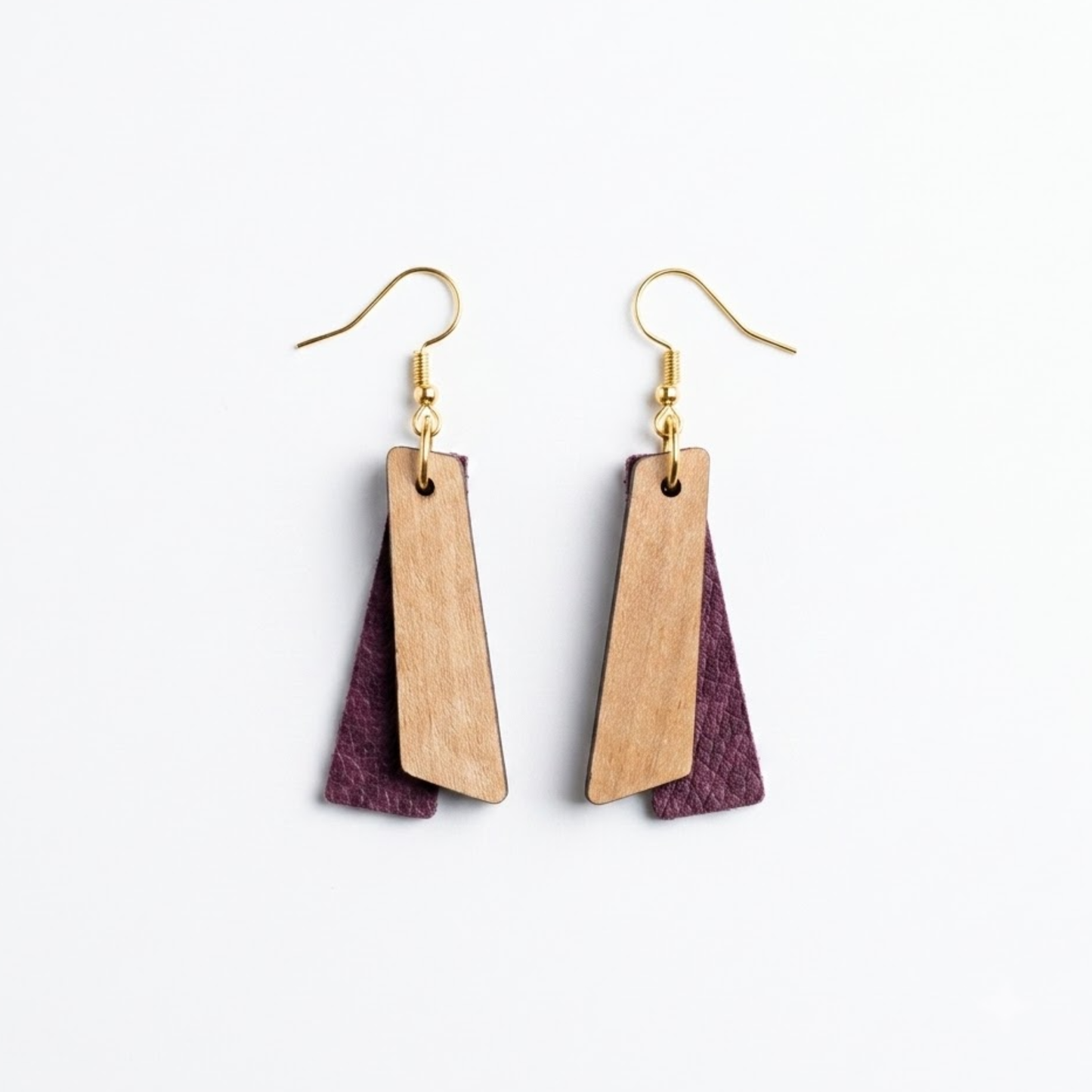 "Grace" Wood x Leather Earrings