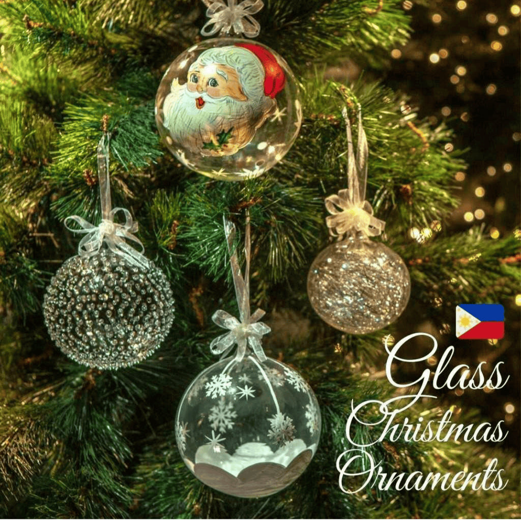 Crochet Glass Hanging Christmas Ornaments with Gold Leafing