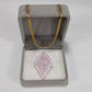 Diamond Crochet Glass Pendant Necklace 18k Gold Chain Jewelry Box