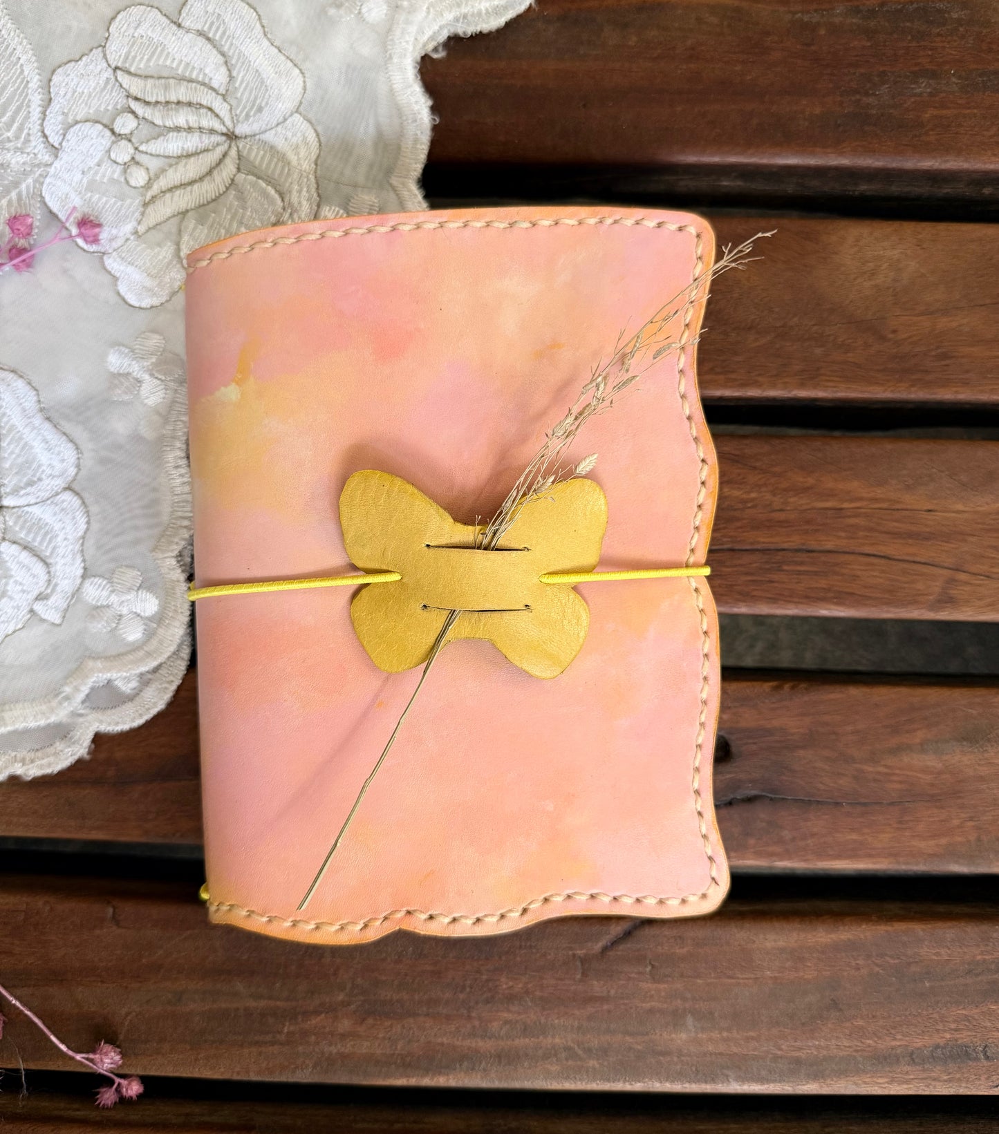 Hand-Painted, Hand-Stitched Leather Journal & Traveler's Notebook Cover | Warm Field