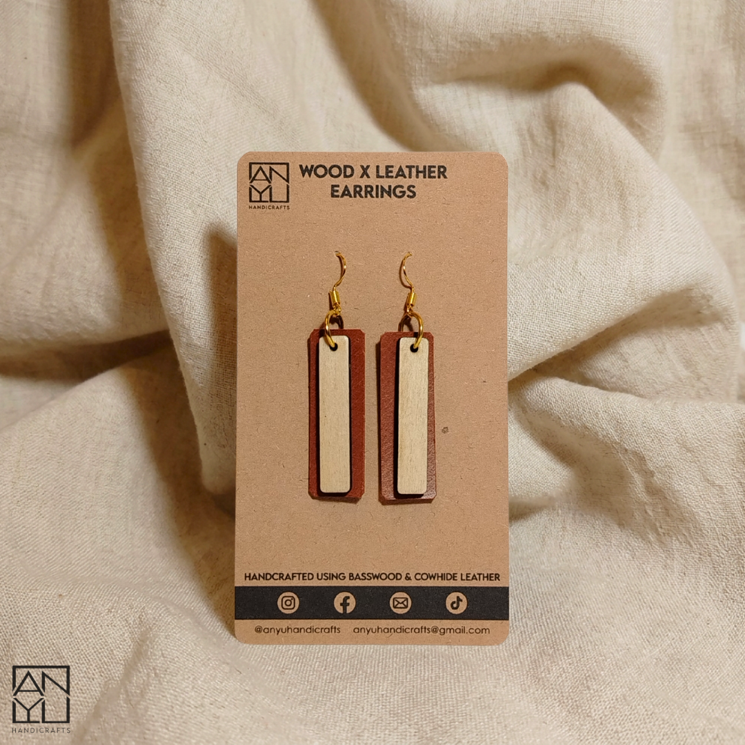"Aura" Wood x Leather Earrings