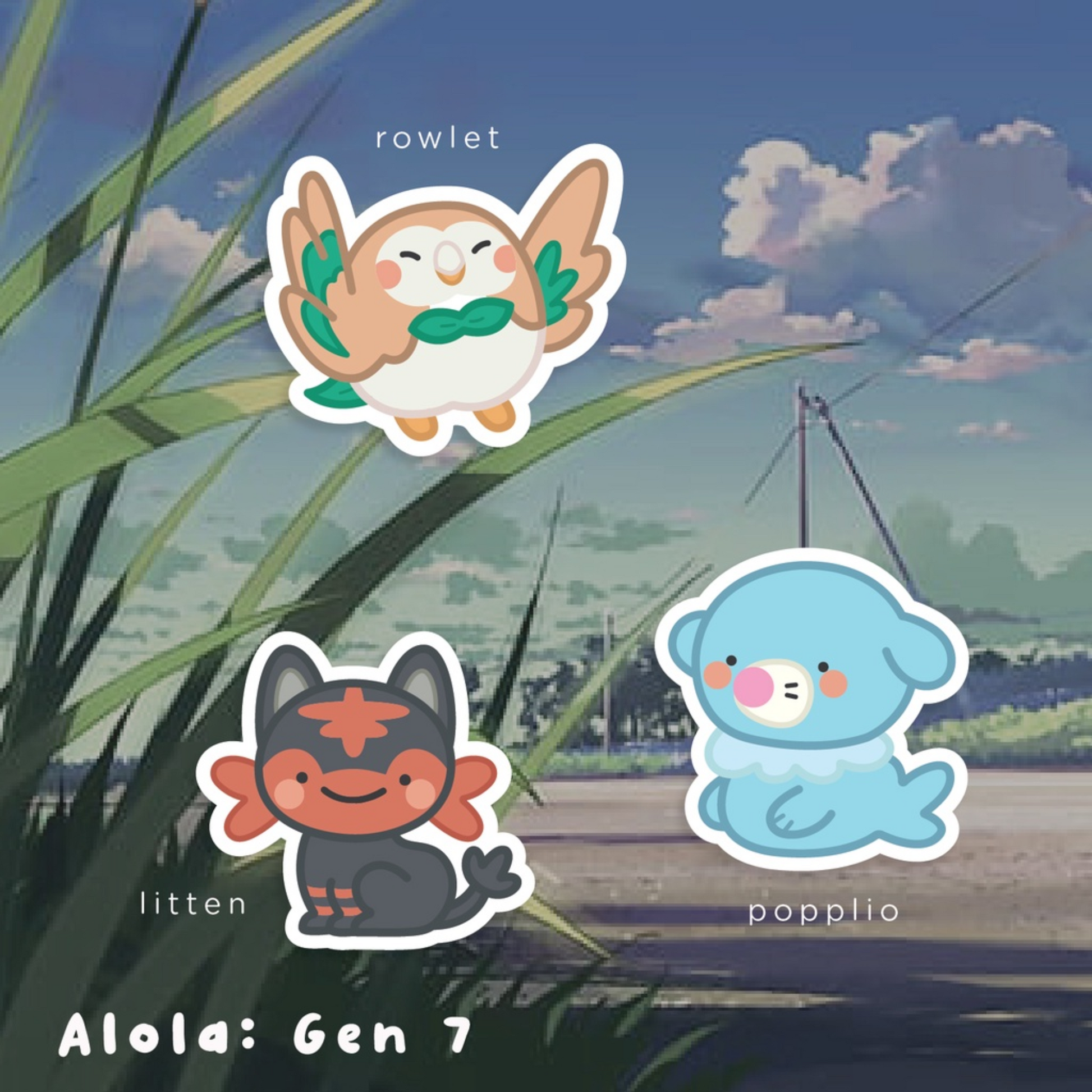 Pokemon Starters Gen 1-9 Arceus Sticker Pack Alola: Gen 7