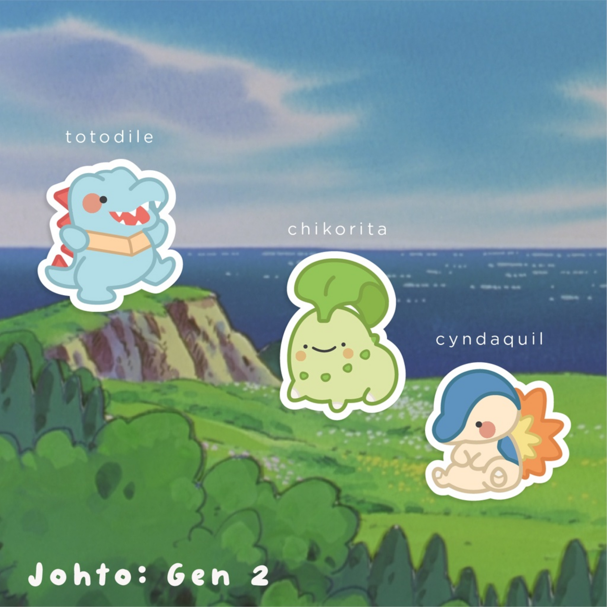 Pokemon Starters Gen 1-9 Arceus Sticker Pack Johto: Gen 2