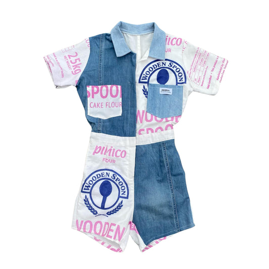 Denim Katsa Romper Wooden Spoon Pink