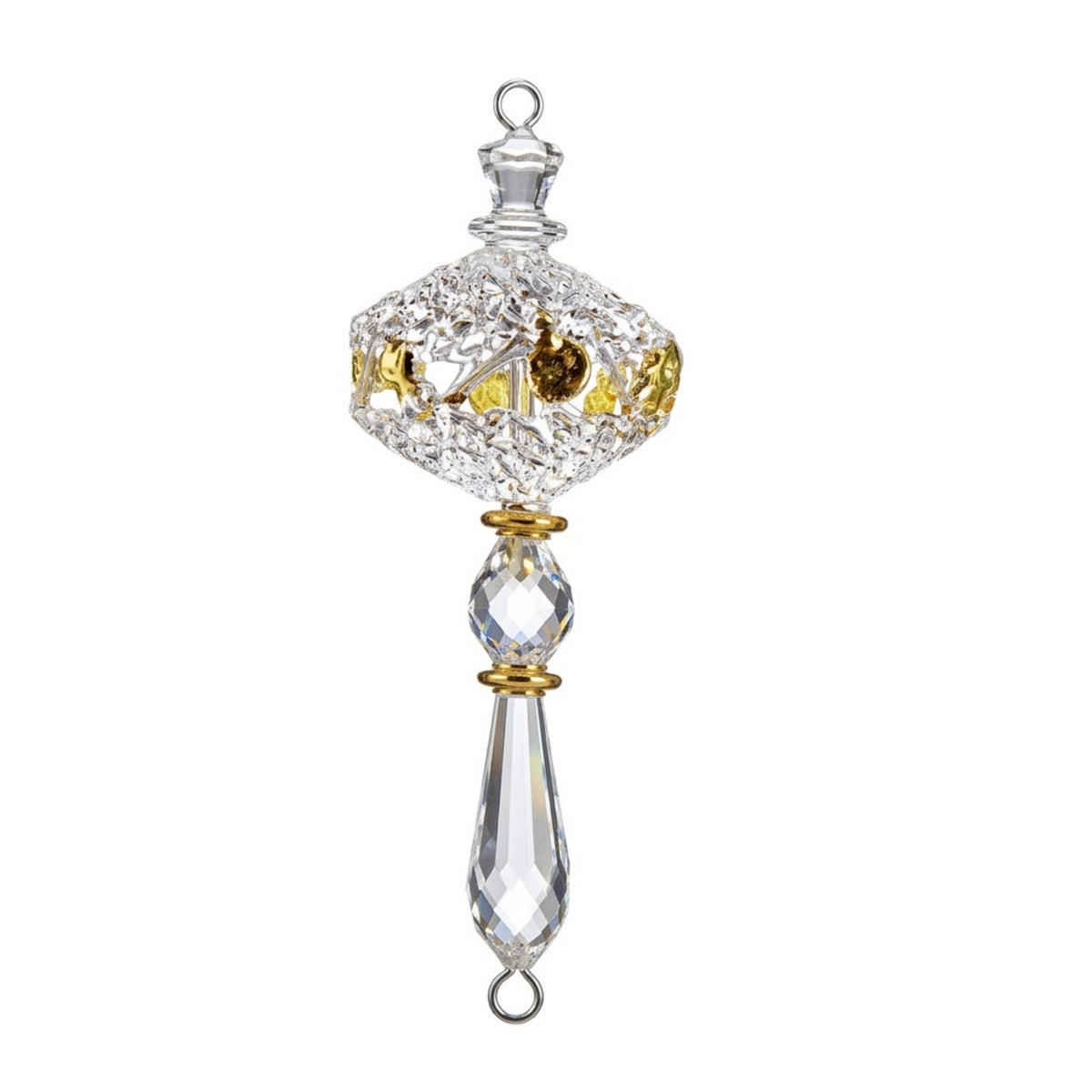 Crochet Glass Christmas Ornaments with Gold Leafing and Org...